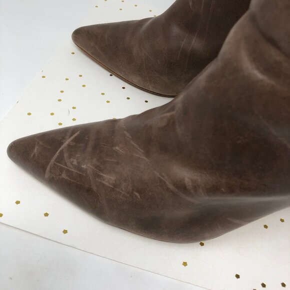 Guess Brown Leather Chain Ankle Bootie Zip 9.5 - Picture 8 of 11